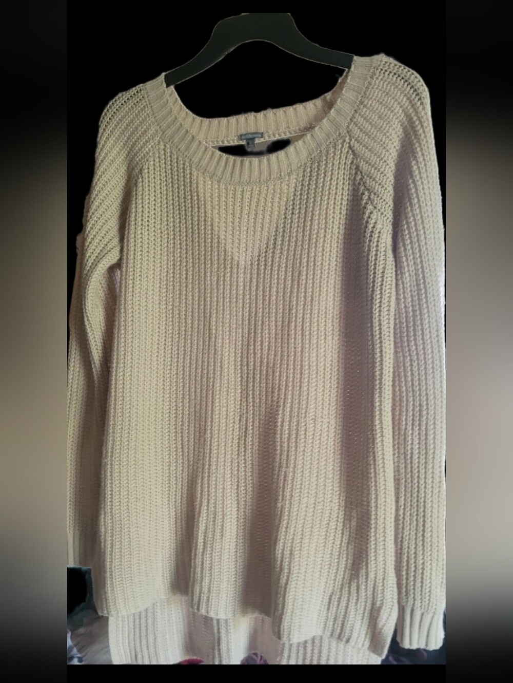 Charlotte Russe Soft Cream Scoop Neck Ribbed Sweater